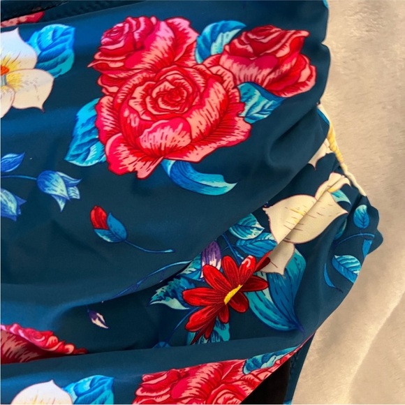 NWOT Deep Blue/Floral High Waisted Bikini - Picture 2 of 6